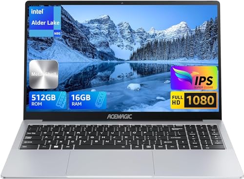 ACEMAGIC Ordenador Portátil 15,6 Pulgadas 16GB DDR4 512GB SSD Intel N95(hasta 3.4Ghz) Portátil Expansión 2TB,1920 * 1080,BT5.0,5G WiFi,Altavoz,micrófono,USB 3.2,HDMI,Tipo C,diseño de Metal Ligero