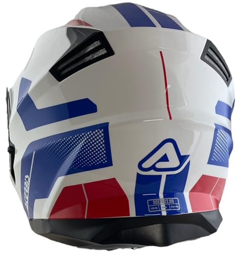 ACERBIS Casco Serel 22.06 Blanco Rojo y Azul Talla L ( 59/60) Casco Modular con Gafas de Sol Totalmente homologado