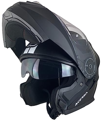 ACERBIS Casco Serel 22.06 Negro Mate Talla M ( 57/58) Casco Modular con Gafas de Sol Totalmente homologado