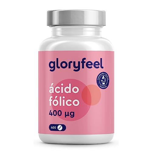 Ácido Fólico (Vitamina B9) 400mcg- 400 Tabletas veganas para +1 año - Vitaminas preconcepción y embarazo - Crecimiento del tejido materno - Sistema inmunológico normal y células sanguíneas