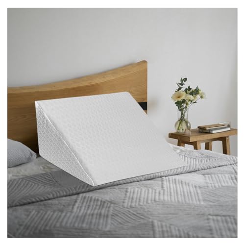 Acomoda Textil – Almohada de Lectura en Forma de Cuña para Sofá y Cama. Cojín de Espuma Desenfundable para Leer o Trabajar con Ordenador Inclinando la Espalda Acostado de Color Blanco 60x50x30 cm.