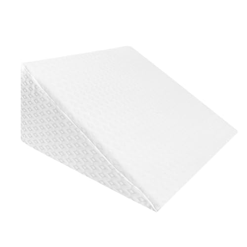 Acomoda Textil – Almohada de Lectura en Forma de Cuña para Sofá y Cama. Cojín de Espuma Desenfundable para Leer o Trabajar con Ordenador Inclinando la Espalda Acostado de Color Blanco 60x50x30 cm.