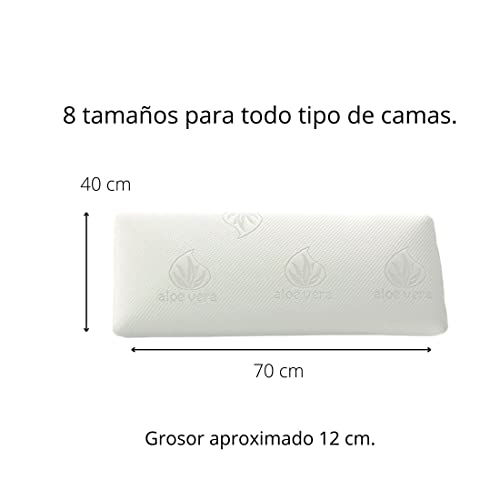 Acomoda Textil - Almohada Viscoelástica Desenfundable y Lavable con Cremallera y Doble Funda. Almohada Adaptable y Ergonómica Tejido Aloe Vera. (70 cm)