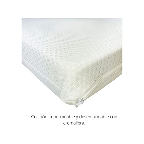 Acomoda Textil – Colchón Minicuna Impermeable y Desenfundable 78x48x8 cm. Colchón para Minicuna de Espuma de Alta Densidad con Doble Funda, Higiénico y Transpirable para Bebé.