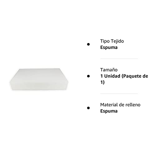 Acomoda Textil - Plancha de Espuma a Medida 23kg/m³. Pieza de Espuma de Alta Densidad y Firmeza para Tapizar, Sillas, Sofás, Colchones, Manualidades. (100x200x1)