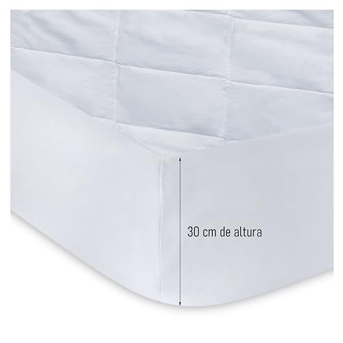 Acomoda Textil - Protector de Colchón Acolchado Suave Sin Ruidos. Funda Protectora Transpirable y Ajustable para Cama de 190 y 200 cm con Tratamiento Antiácaros. (Cama 90 cm)