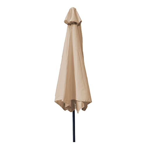 Acomoda Textil – Sombrilla de Jardín con Forro Anti UV. Parasol de Aluminio con Manivela, Toldo Octogonal 3 M Ø para Terrazas y Patios 244 x 300cm. (Beige)