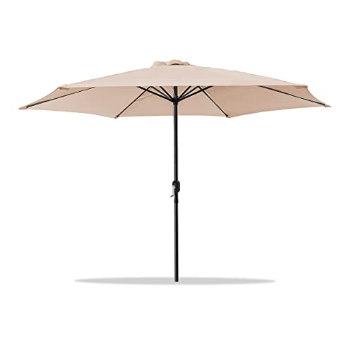 Acomoda Textil – Sombrilla de Jardín con Forro Anti UV. Parasol de Aluminio con Manivela, Toldo Octogonal 3 M Ø para Terrazas y Patios 244 x 300cm. (Beige)