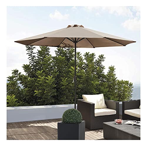 Acomoda Textil – Sombrilla de Jardín con Forro Anti UV. Parasol de Aluminio con Manivela, Toldo Octogonal 3 M Ø para Terrazas y Patios 244 x 300cm. (Beige)