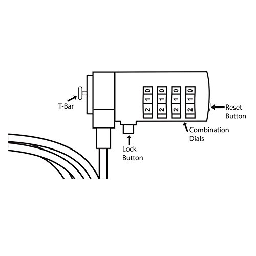 ACT Cable de Seguridad para Ordenador portátil de 1,5 m, Cable antirrobo portátil, Bloqueo de 4 Combinaciones, para Ordenador portátil y PC - AC9015