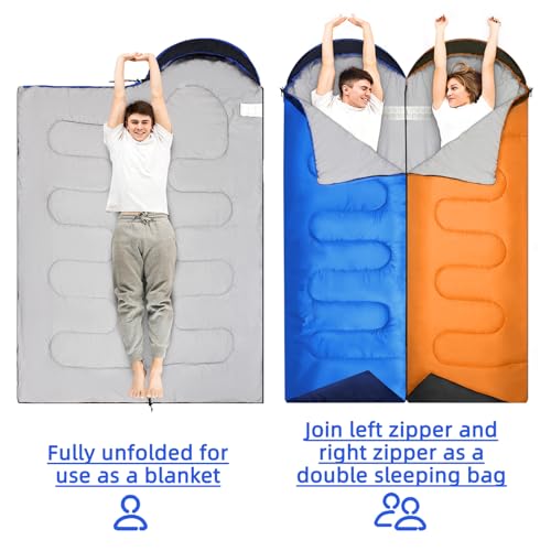 ACTIVE FOREVER Saco de Dormir Multifuncional para Adultos, Ligero y Ultraligero en 3 Estaciones, Adecuado para Acampar, Senderismo, Turismo, se Puede Usar como Colcha y Saco de Dormir - Azul