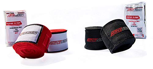 ActiveVikings Vendas de boxeo de 4 m con cierre de velcro, ideales para cualquier tipo de deportes de lucha, kickboxing, Jiu Jitsu Muay-Thai MMA (rojo)