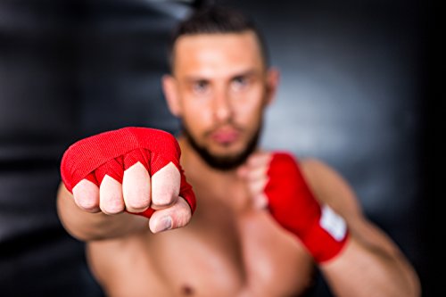 ActiveVikings Vendas de boxeo de 4 m con cierre de velcro, ideales para cualquier tipo de deportes de lucha, kickboxing, Jiu Jitsu Muay-Thai MMA (rojo)