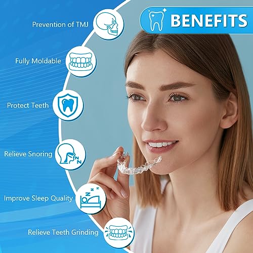 ACWOO Ferula Descarga Bruxismo, 4Pcs Férulas Dentales, Férula Dental Bruxismo con Caja de Higiene, Protector Bucal Para Dormir, Férula de Descarga Nocturna, Prevenir el Bruxismo Y Roncar, ATM