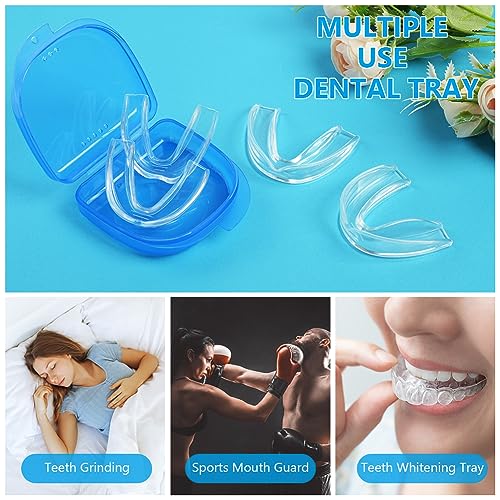 ACWOO Ferula Descarga Bruxismo, 4Pcs Férulas Dentales, Férula Dental Bruxismo con Caja de Higiene, Protector Bucal Para Dormir, Férula de Descarga Nocturna, Prevenir el Bruxismo Y Roncar, ATM