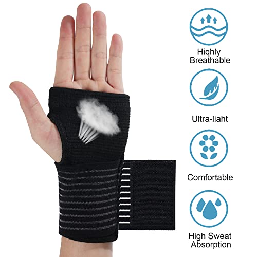 ACWOO Muñequera Tendinitis Muñeca, 2pcs Ajustable Muñequeras Tunel Carpiano, Ferula Elástica Transpirable, Deportiva para Dolor Articulaciones, Esquinces, Distensiones (Negro)