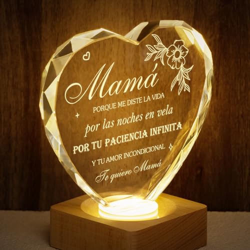 ADDMES Regalo Madre, Regalos para Madres Cumpleaños, Luz Nocturna Cristal Grabada Regalos para Mama, Nueva mamá, und Madrastra en Navidad, el Día de la Madre, Acción de Gracias