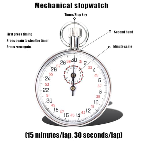 AdduE Cronómetro mecánico, cronógrafo Deportivo, cronógrafo de Mano, cronómetro de Mano, para cronómetro de conteo de árbitros Deportivos.,C