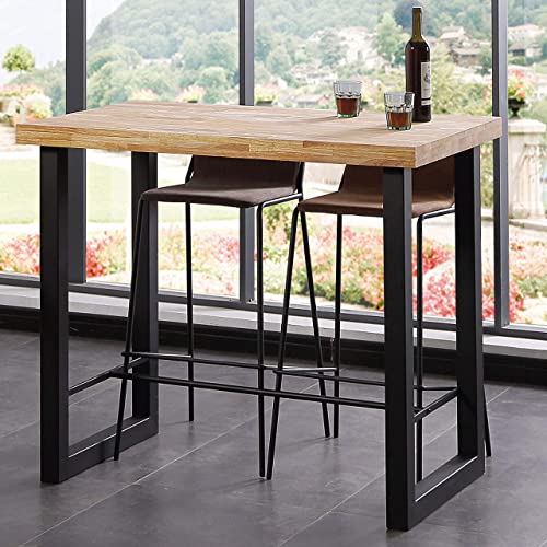 Adec Group duehome | Loft, Mesa Alta de Cocina, Mesa de Bar, Barra, Mesa Contract, Color Roble Salvaje y Negro Medidas: 120 cm (Ancho) x 70 cm (Fondo) x 100 cm (Alto)