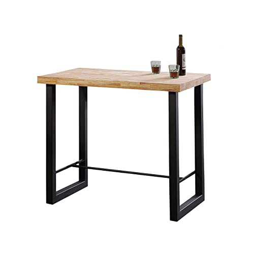 Adec Group duehome | Loft, Mesa Alta de Cocina, Mesa de Bar, Barra, Mesa Contract, Color Roble Salvaje y Negro Medidas: 120 cm (Ancho) x 70 cm (Fondo) x 100 cm (Alto)