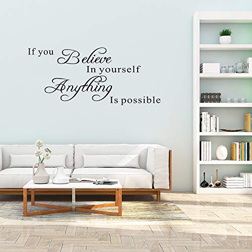 Adhesivo de pared con frases inspiradoras de N A If You Believe In Yourself Proverbs, Anything is Possible, vinilo decorativo para oficina, aula, sala de estudio