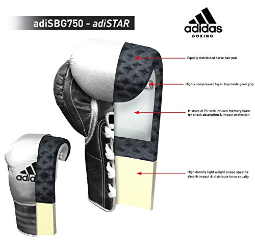 adidas AdiStar BBBC - Guantes de boxeo para competición, color negro /rojo, tamaño 230 ml