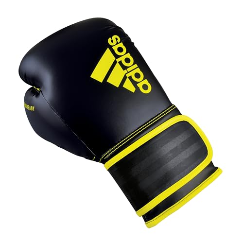 adidas Boxing Gloves - Hybrid 80 - for Boxing, Kickboxing, MMA, Bag, Training & Fitness - Boxing Gloves for Men & Women - Weight (12 oz, Black/Yellow)