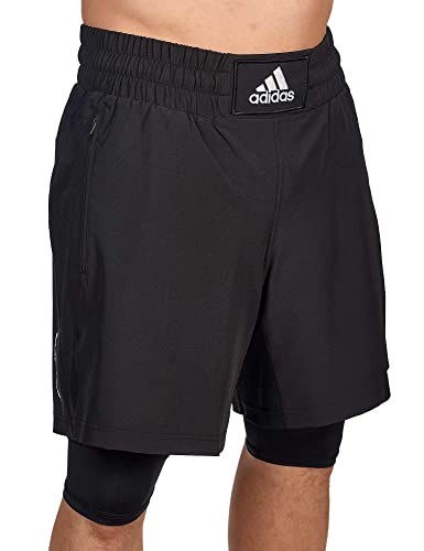 adidas BOXWEAR Tech-Shorts with Inner Tights, Blackwhite, XL Unisex