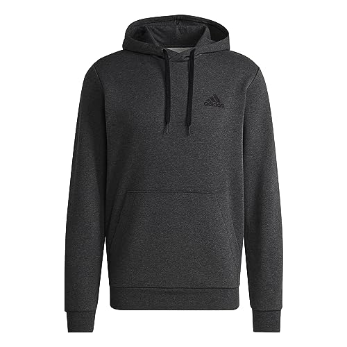 adidas Essentials Fleece Hoodie Sudadera, Dark Grey Heather/Black, M Hombre