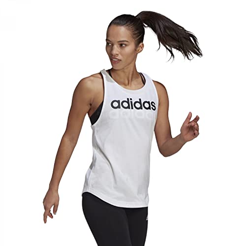 adidas Essentials Loose Logo Tank Top Vest, Mujer, White/Black, S