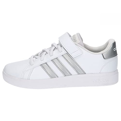 adidas Grand Court Elastic Lace And Top Strap Shoes, Zapatillas Unisex niños, Ftwr White Matte Silver Matte Silver, 30 EU