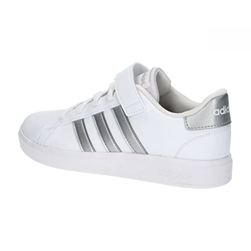 adidas Grand Court Elastic Lace And Top Strap Shoes, Zapatillas Unisex niños, Ftwr White Matte Silver Matte Silver, 30 EU