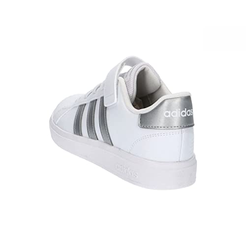 adidas Grand Court Elastic Lace And Top Strap Shoes, Zapatillas Unisex niños, Ftwr White Matte Silver Matte Silver, 30 EU