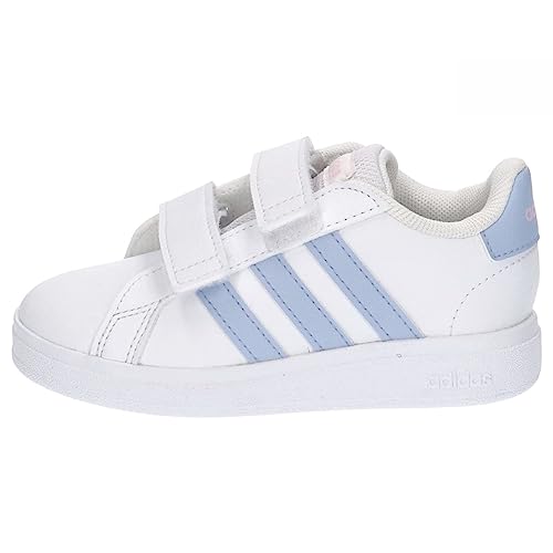 adidas Grand Court Lifestyle Hook And Loop Shoes, Zapatillas Unisex bebé, Ftwr White Blue Dawn Clear Pink, 24 EU