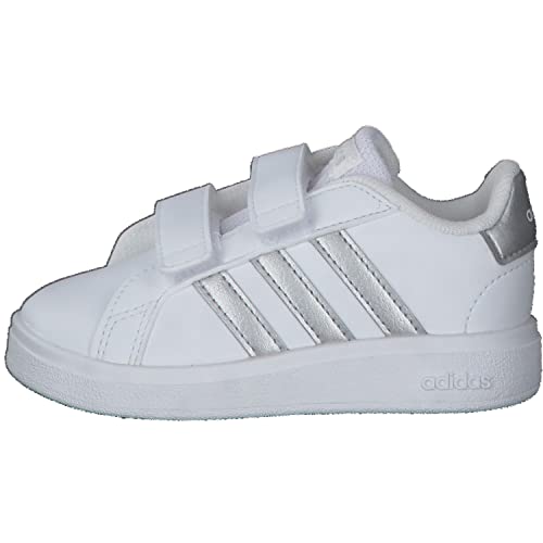 adidas Grand Court Lifestyle Hook And Loop Shoes, Zapatillas Unisex niños, Ftwr White Matte Silver Matte Silver, 23 EU