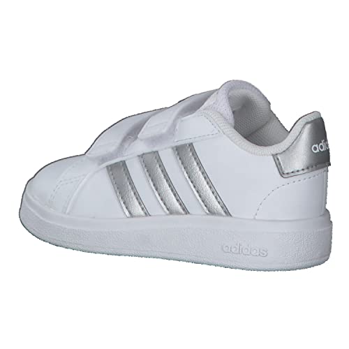 adidas Grand Court Lifestyle Hook And Loop Shoes, Zapatillas Unisex niños, Ftwr White Matte Silver Matte Silver, 23 EU