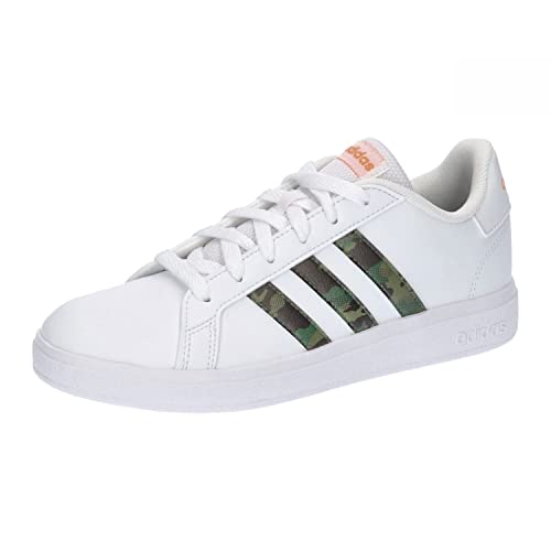 Adidas Grand Court Lifestyle Lace Zapatillas de tenis bajas, FTWR White/FTWR White/Screaming Orange, 34 EU