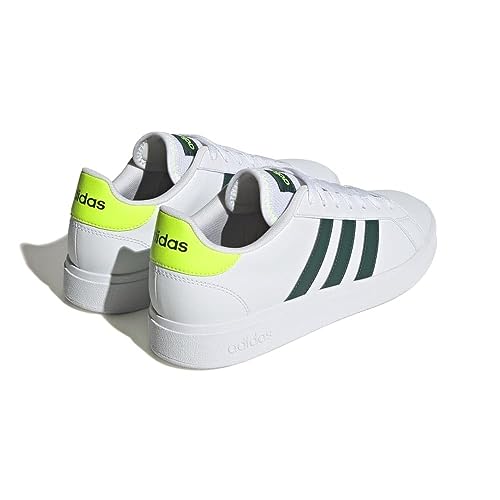 adidas Grand Court TD Lifestyle Court Casual Shoes, Zapatillas Hombre, Ftwr White Collegiate Green Lucid Lemon, 43 1/3 EU