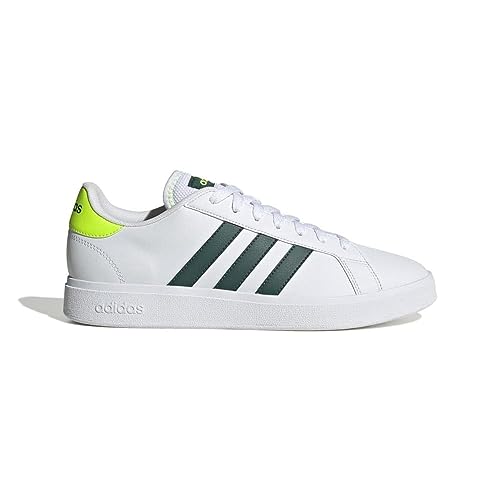 adidas Grand Court TD Lifestyle Court Casual Shoes, Zapatillas Hombre, Ftwr White Collegiate Green Lucid Lemon, 43 1/3 EU