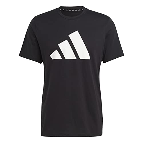 adidas Hombre T-Shirt (Short Sleeve) TR-Es FR Logo T, Black/White, IB8273, M