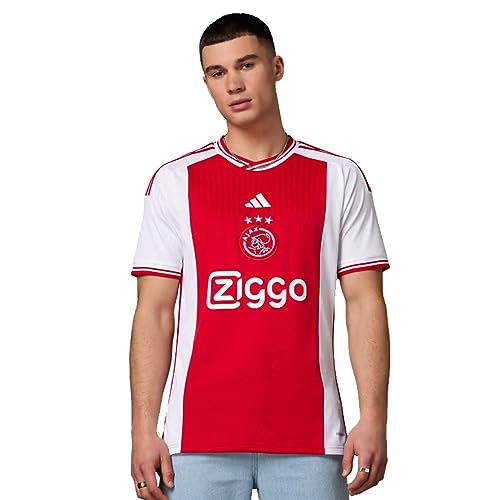 adidas Home AJAX Amsterdam Camiseta de fútbol Manga Corta, Blanco/Rojo Gordo, Small para Hombre