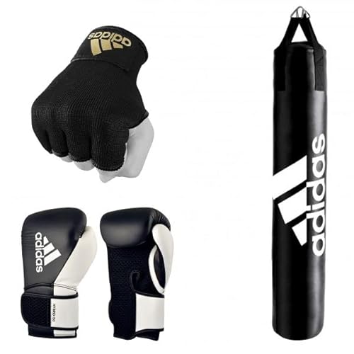 Adidas Home use Heavy Bag with Hybrid 150 Boxing Gloves and Protective Inner Gloves - Home Gym Bundle Deal- for Boxing , Kick Boxing Punching and Training