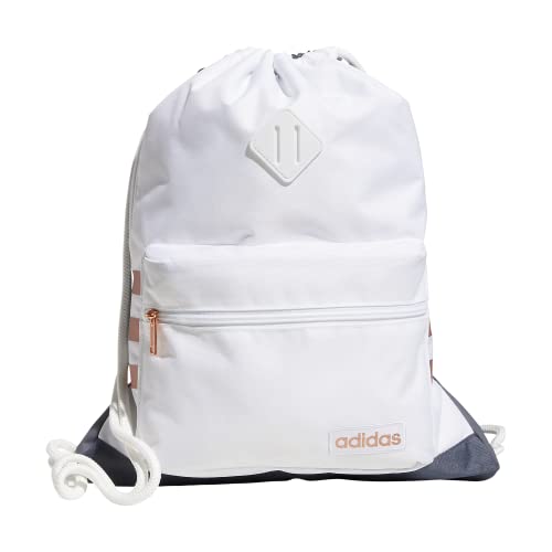 adidas Mochila clásica 3s Bolsa Sackpack, Blanco/Oro Rosa, Talla única Unisex Adulto