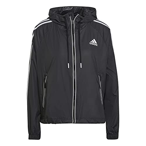 adidas Mujer 3 Stripes Chaqueta de técnica, Black/Black/White, L