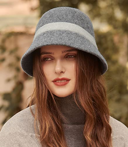 Adigaber Sombrero Gorra para Mujer Lana Bowler Cloche Bucket Bombines Fedora Derby Vintage Invierno Sombrero