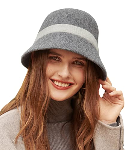 Adigaber Sombrero Gorra para Mujer Lana Bowler Cloche Bucket Bombines Fedora Derby Vintage Invierno Sombrero