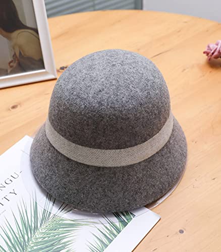 Adigaber Sombrero Gorra para Mujer Lana Bowler Cloche Bucket Bombines Fedora Derby Vintage Invierno Sombrero