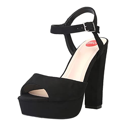 ADMAY Sandalias Mujer Zapatos de Verano Elegantes Chanclas Zapatos de mujer europeos y americanos de moda con hebillas, tacones súper altos de 13 cm de grosor y sandalias grandes Zapatos de mujer