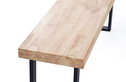 ADNATURA. Banco Madera Chuck para Comedor o Cocina, Asiento Auxiliar Roble Cálido y Patas Metálicas Mate Negro. 2 Plazas.120x47x34cm