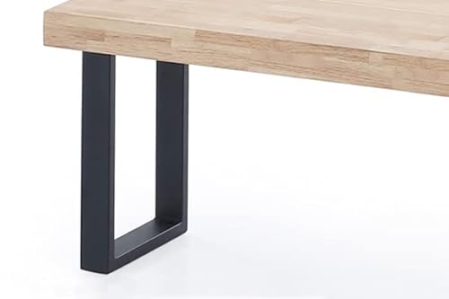 ADNATURA. Banco Madera Chuck para Comedor o Cocina, Asiento Auxiliar Roble Cálido y Patas Metálicas Mate Negro. 2 Plazas.120x47x34cm